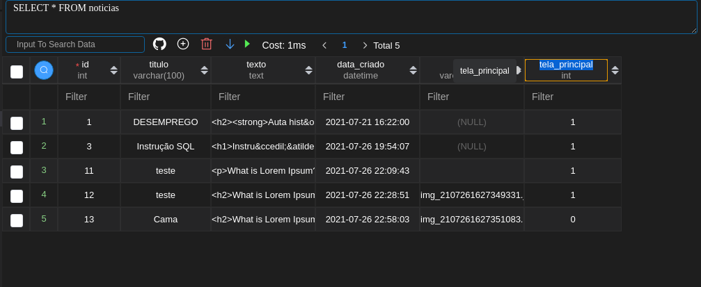 Instrução SQL